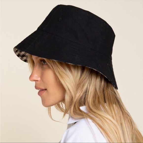 POL Black White Gingham Reversible Bucket Hat - Picture 4 of 6